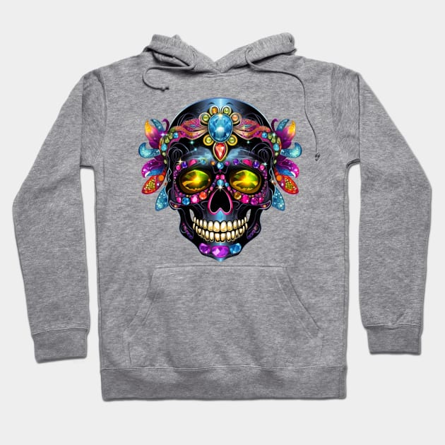 Bejeweled Skull #5 Hoodie by Chromatic Fusion Studio